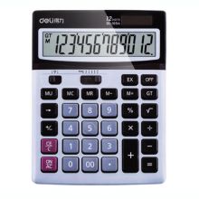 得力(deli)双电源宽屏办公桌面计算器 财务计算机 办公文具用品 银灰色1654
