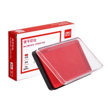 得力(deli) 137*88mm方形快干印台印泥 清晰印记 财务用品 办公用品 红色9864ES 快干印台
