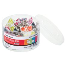 齐心 B3686 印花长尾夹 4# 24只/筒 彩色 单位：筒