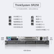 联想ThinkSystem SR258 1U机架式 至强E-2134 4核 16G DDR4 256G固态硬盘，1T SATA机械硬盘