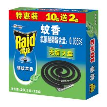 雷达/Raid 草香型 驱蚊产品 蚊香 无烟 通用规格,12盘*20.5g