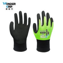 多给力(Wonder Grip) WG-1855HY 12双 丁睛发泡触屏作业手套涂胶涂掌防滑耐磨搬运劳保手套 10/XL 荧光黄(单位：袋)