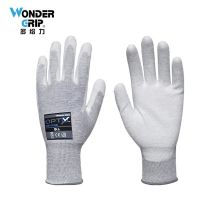 多给力(Wonder Grip) OP-170E 12双 防静电PU作业手套防滑耐磨尼龙碳纤维PU涂掌浸胶劳保手套 9/L 麻灰(单位：袋)