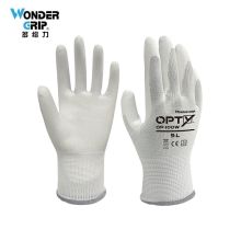 多给力(Wonder Grip) OP-100W 12双 通用PU涂掌手套透气建筑搬运工地防滑耐磨劳保手套 9/L 白色(单位：袋)