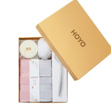 HOYO  长绒棉毛浴巾礼盒 洗护套装 （毛巾2条+方巾2条+浴花1个+海绵1块+沐浴刷1个）YC 7件套