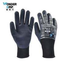 多给力(Wonder Grip) WG-333 12双 加强型乳胶起皱作业手套天然乳胶涤纶衬里物流搬运建筑工地劳保通用手套 9/L 黑白色(单位：袋)